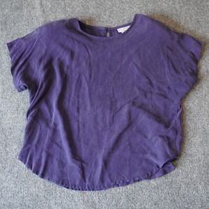 Essay by Sharon Anthony Purple Rayon Blouse Top Petite Size 14 Short Sleeve